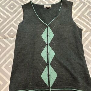 Tahari Sweaters | Tahari Grey Argyle Wool Blend Sweater Vest Size 4